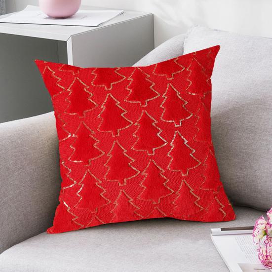 Throw Pillowcase Sequin Christmas Tree Pattern Hidden Zipper Closure Pillow Cover Bedroom