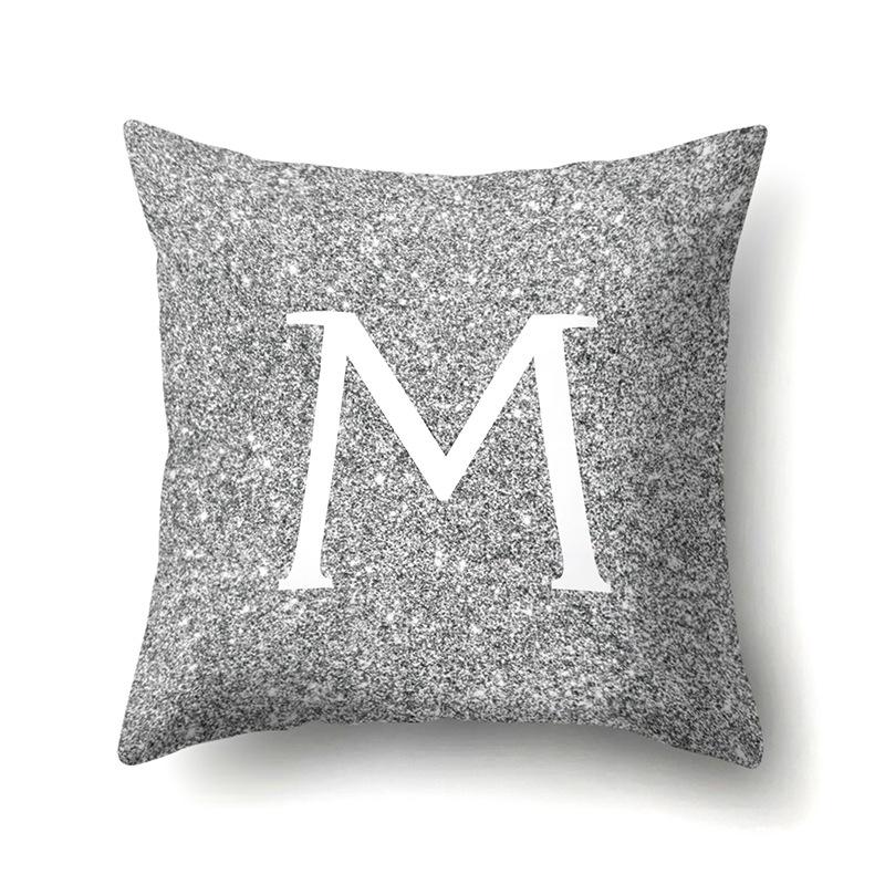 Polyester Pillowcase Home Decoration Gray Bottom Pillowcase 26 English Letter Cushion Cover