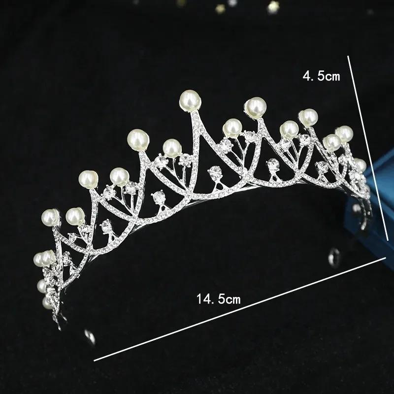 Pearl Crystal Princess Handmade Rhinestone Tiaras Crown for Girl Birthday Wedding Party Catwalk Queen Diadems Butterfly Decor