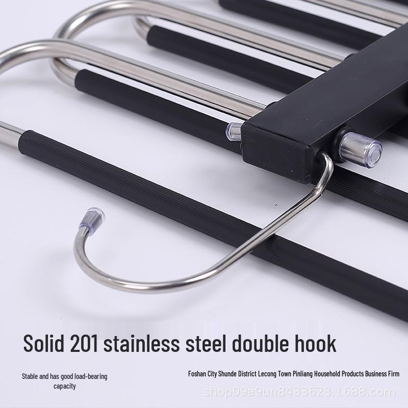 Multifunctional Stainless Steel Non-Slip Folding Pants Rack – Multi-Layer Storage Hanger
