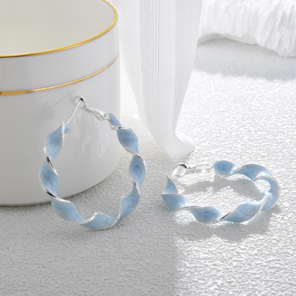 Large Colorful Spiral Oil Drop Hoop Earrings - Summer Fashion Personalized Design for Women