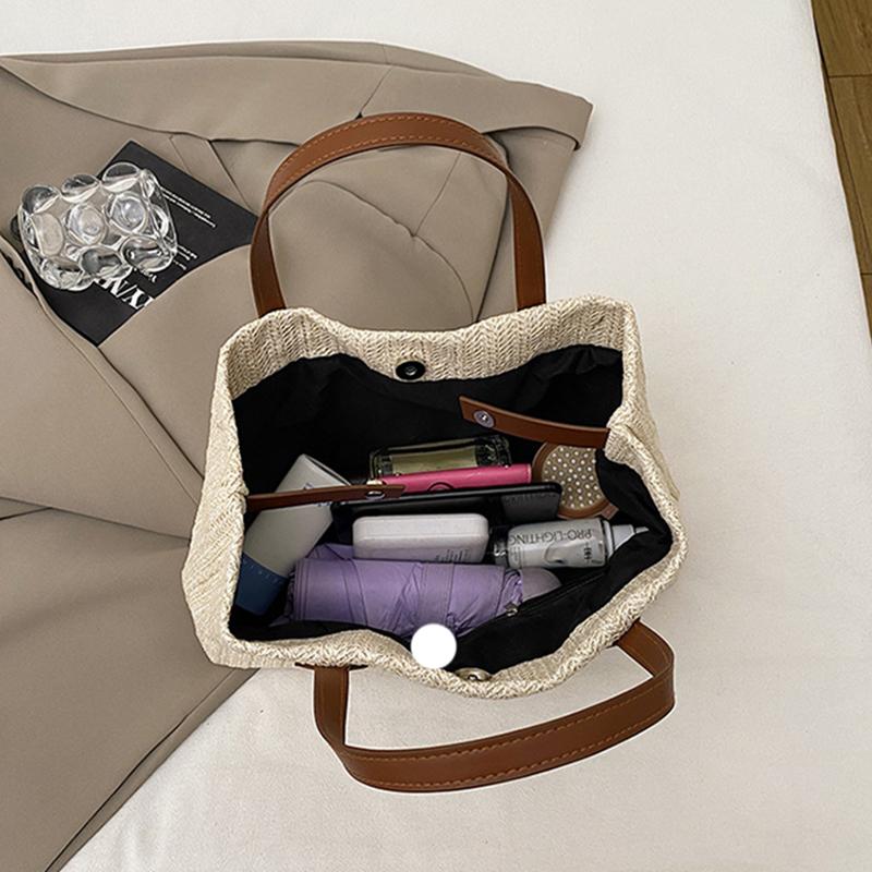 Yogodlns Straw Woven Women's Beach Handbag Luxury Designer Handmade Large Capacity Top Handle Summer Bag