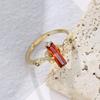Elegant Vintage Red Zircon Ring Gold Color Leaf Rings For Women Retro Inspired Statement Party Jewelry Gifts For Daily Wear
