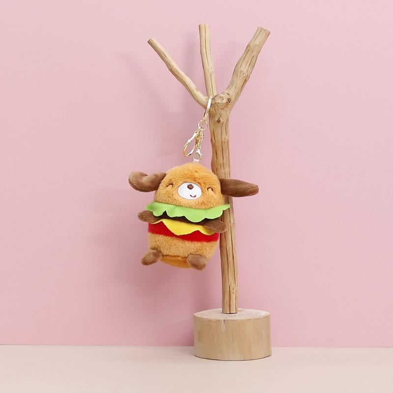 Hamburger Panda Dog Plush Keychain Animal Toy Pendant Cartoon Decoration Gift