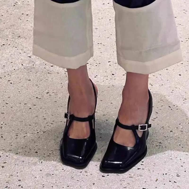 Women's Shoes, High Heels, 2025 Trend, Luxury Brand Sheepskin High Heels, Square Toe Ladies Party Shoes, Yang Mi High Heels