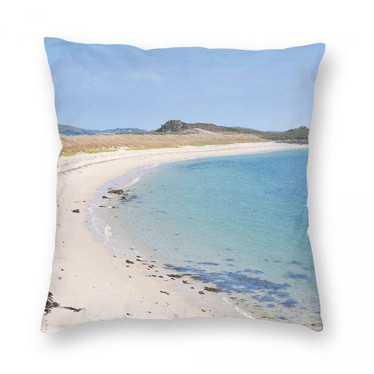 Tresco Isles Of Scilly Square Pillowcase Polyester Linen Velvet Printed Zip Decor Sofa Seater Cushion Cover 30x30cm