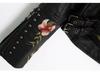 2023 Spring European & American Chic Embroidered Rivet Women's PU Leather Jacket