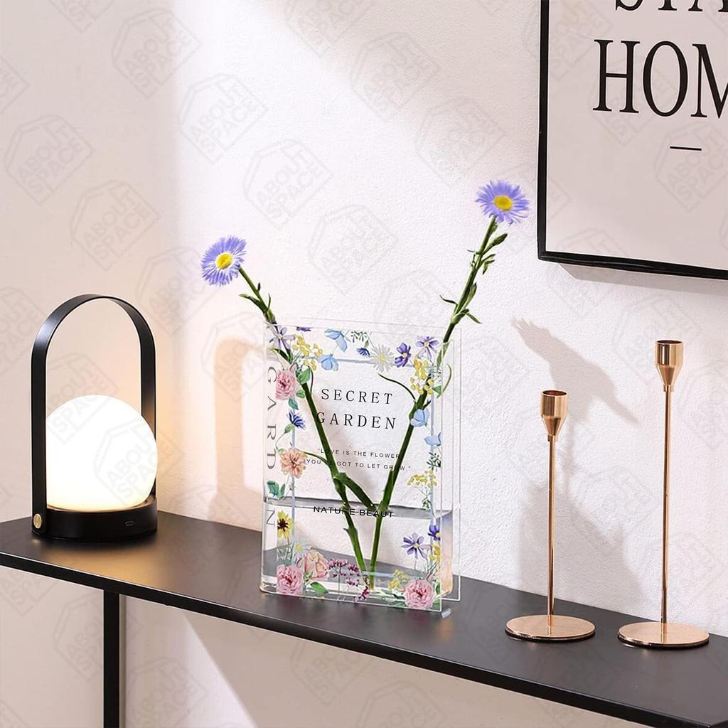 New Book Vase for Living Room - Acrylic Vase for Water Plants - Transparent Vase for Home Decor - Windowsill, Table Top Decor for Home
