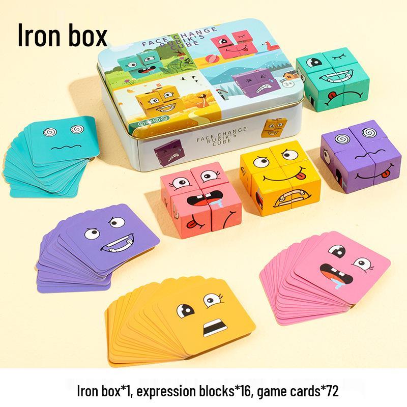 Smiley Face Magic Cube: Educational Building Blocks & Interactive Parent-Child Tabletop Game