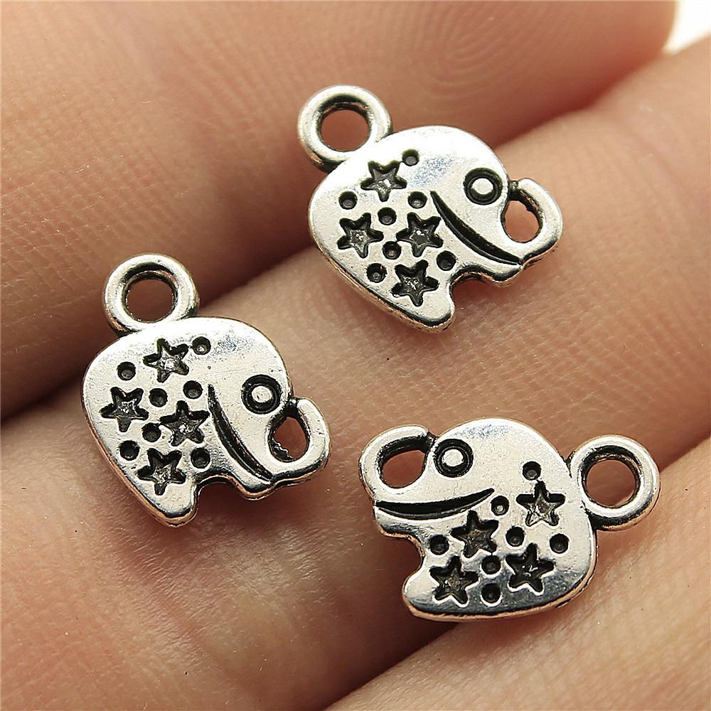 

20pcs Elephant Charms For Jewelry Making Elephant Beads Antique Bronze Silver Color Antique Jewelry Making DIY Handmade Craft