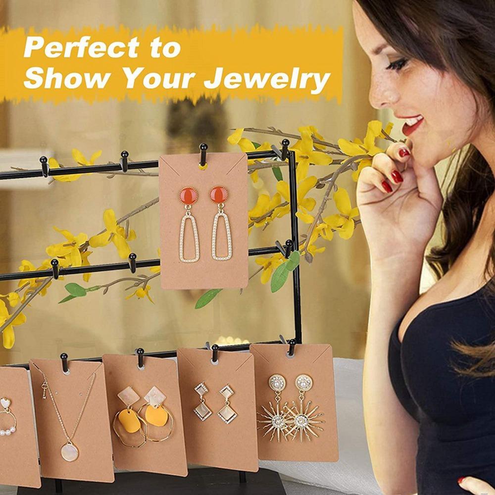 100pcs Kraft Paper Jewelry Display Cards Transparent Bag Keychain Display Cards  Wrapping