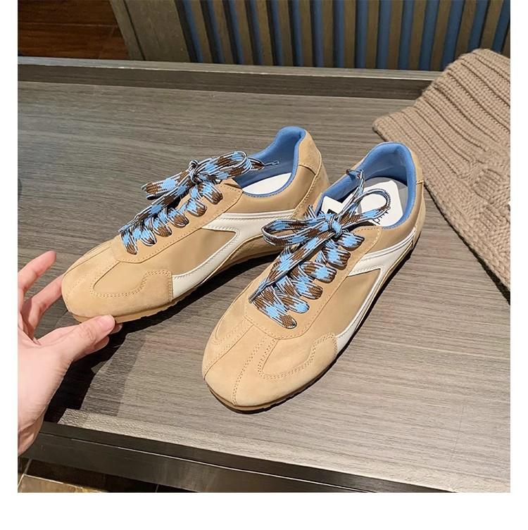 

Виноградная мать в том же стиле, модный ретро контрастный цвет, круглый квадратный носок, повседневный стиль, натуральная кожа, кеды Agande для тренировок 40 песочный