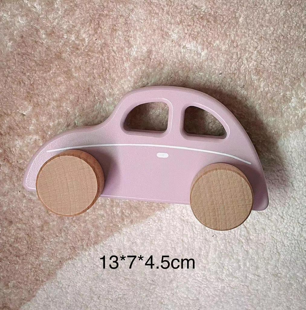 Wooden Inertial Pull-Back Car: Infant Early Education Push & Grasp Camping Car