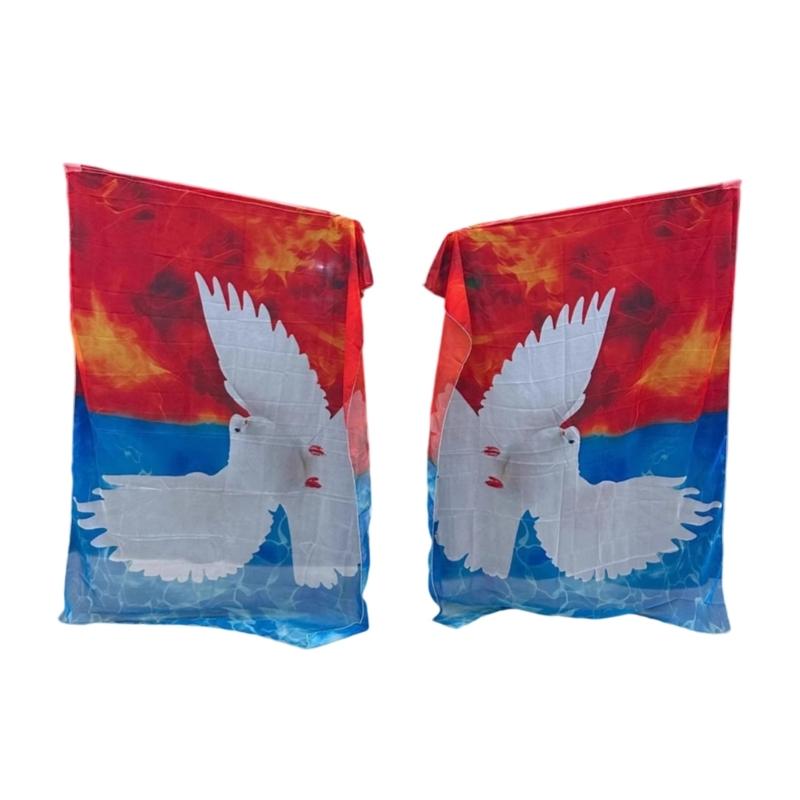 

Light weight Chiffons Dance Flag With Peace Doves Performances Prop Outdoor Event for Festives Celebration 1