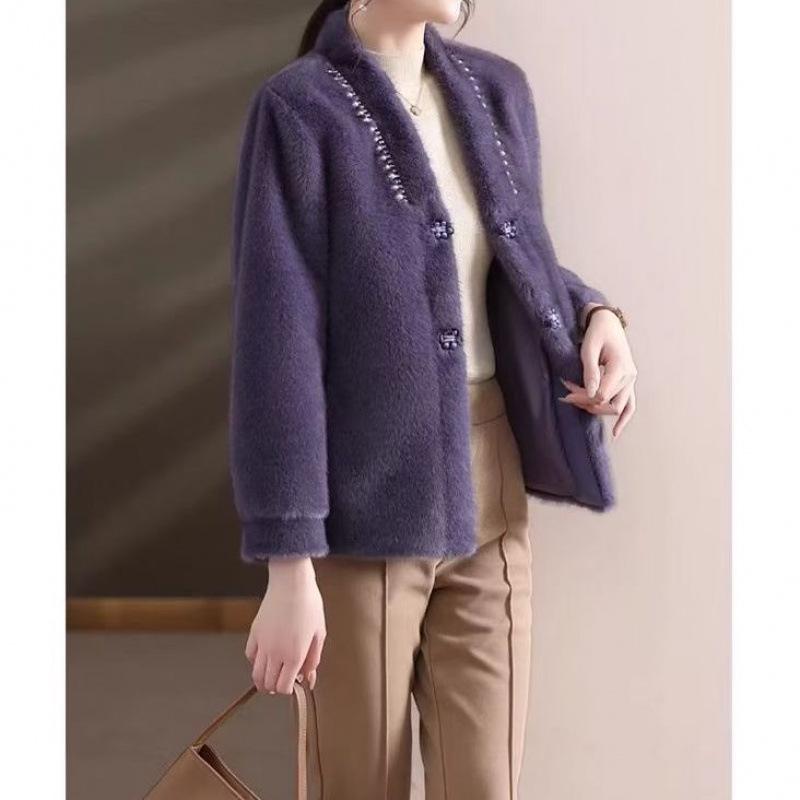 Stylish Winter Mink Velvet Fur Coat for Middle-Aged and Elderly Women