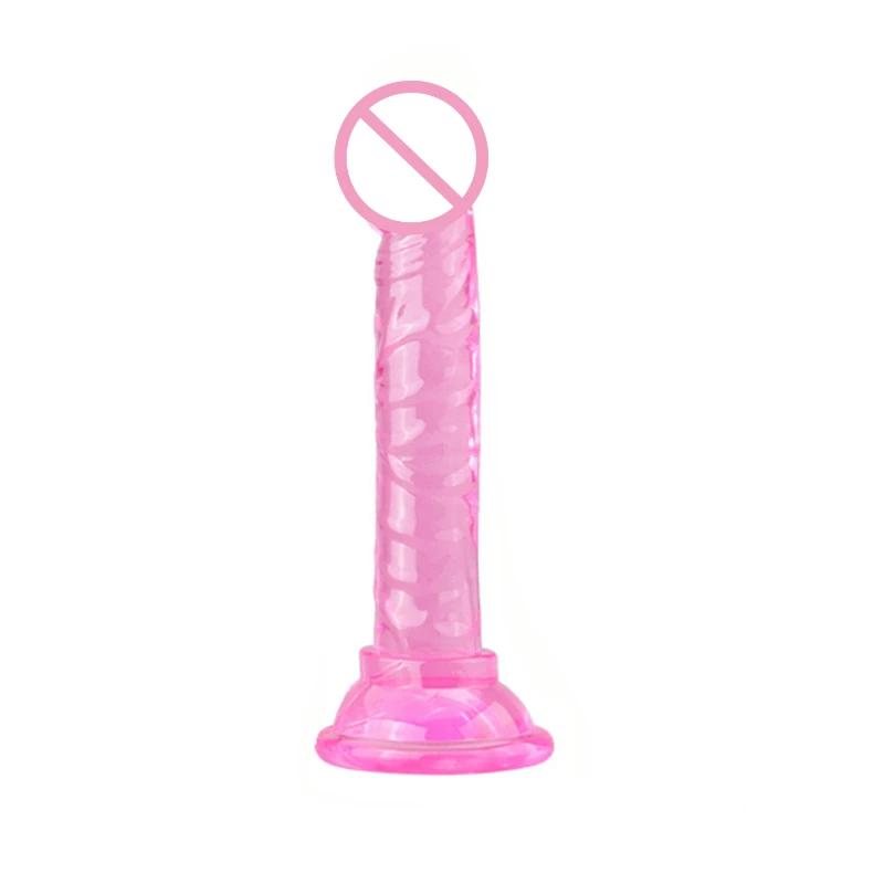 Crystal Jelly Realistic soft Dildo Penis Suction Cup Mini dicks Female Masturbation Erotic Cock Anal Sex Toys for Woman Lesbain