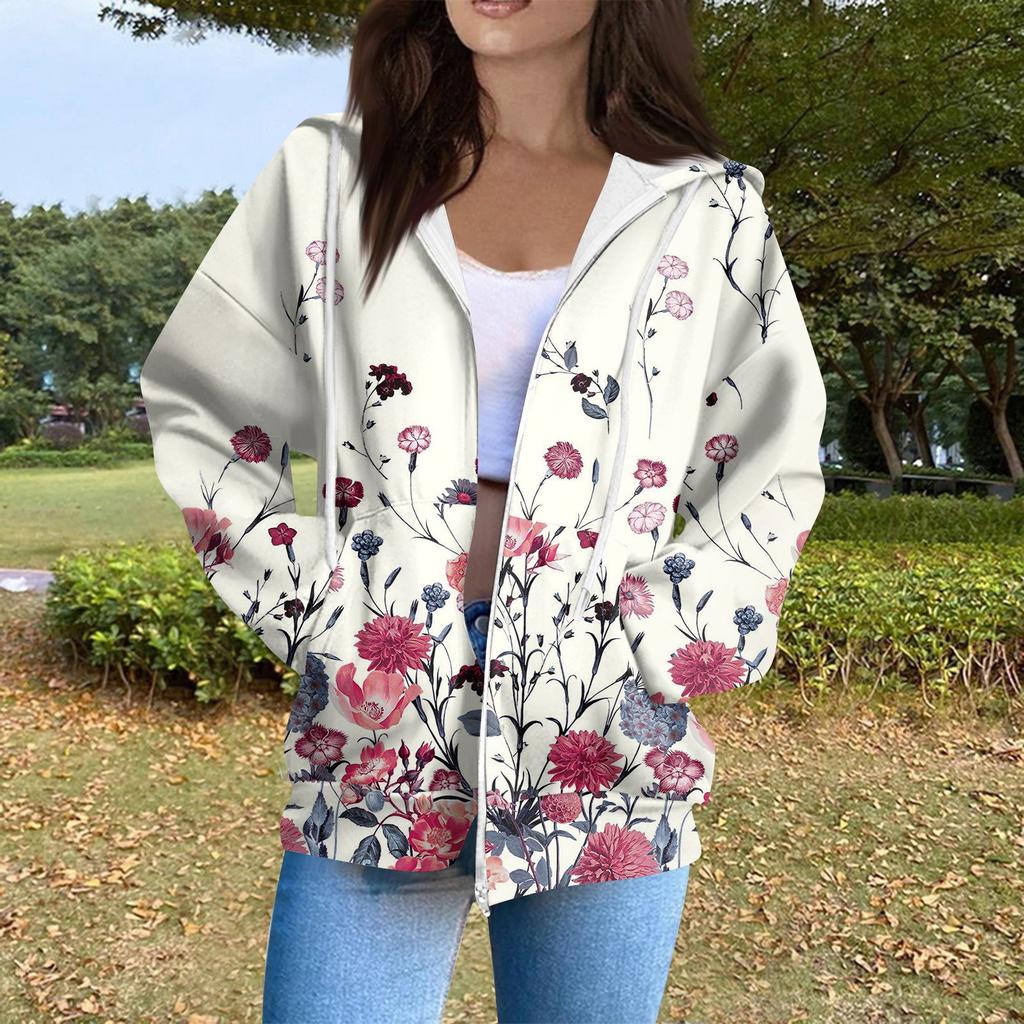 Sudadera con capucha para mujer, informal, de manga larga, con cremallera, estampado de lunares y rayas, ligera, para uso interior y exterior