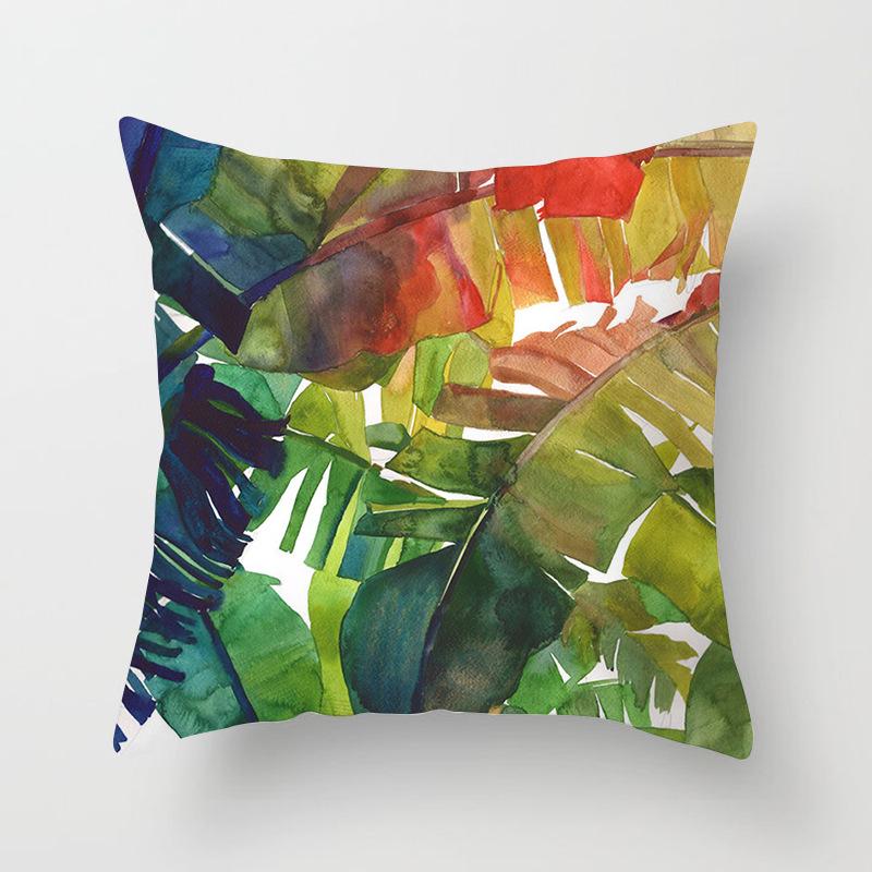 New Tropical Plant Fashionable Leaves Rainforest Pillow Case Cushion Cover Peach Leather Velvet Digital