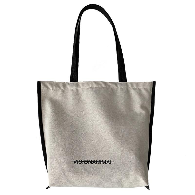 New Canvas Bag Women Shoulder Simple Letter Literary Tote Shopping Book Bag