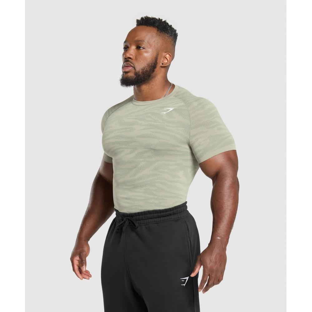 Gymshark Geo Animal Seamless T shirT Chalk Green uniT Green A7a2f Ecv7