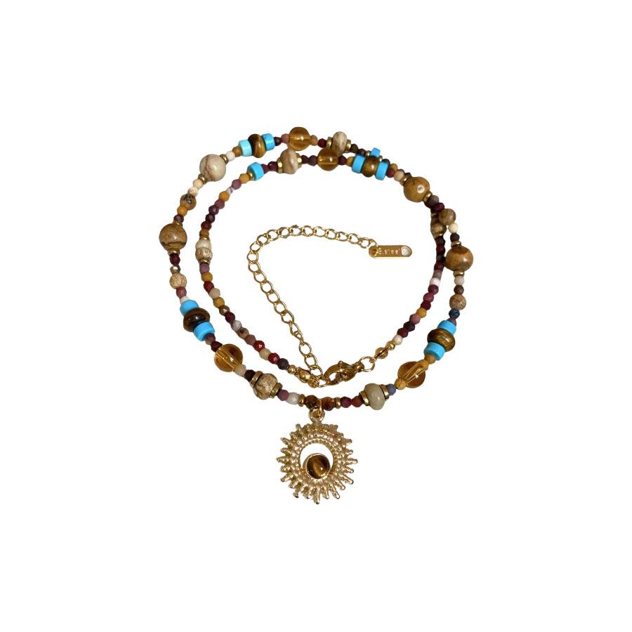 Ethnic Style Irregular Beaded Crystal Beaded Necklace Accessories Women's Light Luxury Premium Sense Clavicle Chain Holiday Style Accessories
