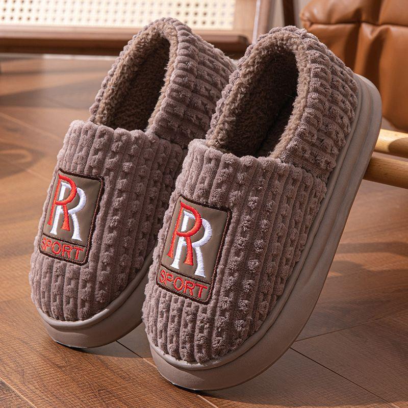 Cotton slippers men's spring and autumn winter plush home use non-slip home indoor warmth couple winter women