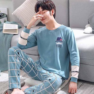 Sonbahar Kış Pamuk Karikatür erkek Pijama Çift Pijama Takımı Rahat Erkek Pijama Gece Ev Tekstili