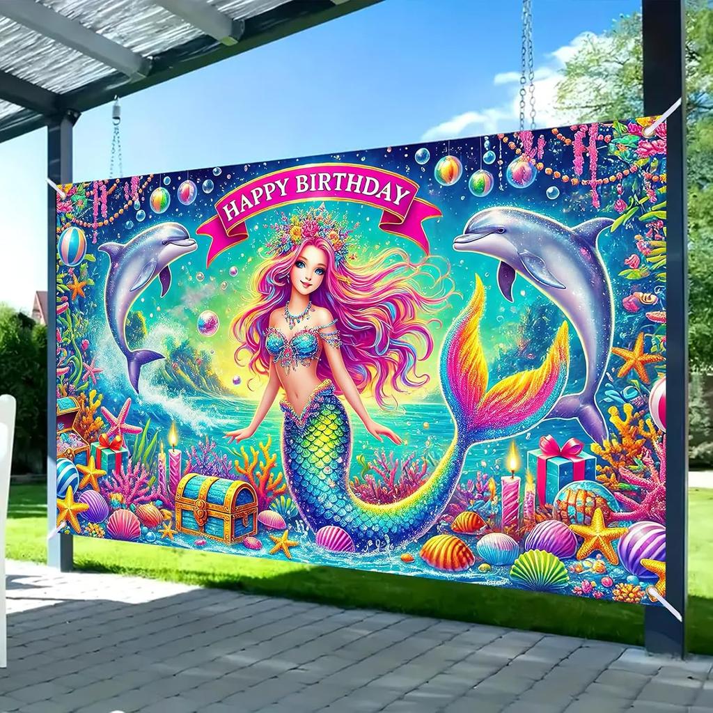 Nuxovilar Happy Birthday Banner - Large 71x43 Inch Pastel Rainbow Clouds Party Backdrop for Kids, Yard Sign, Birthday Decorations