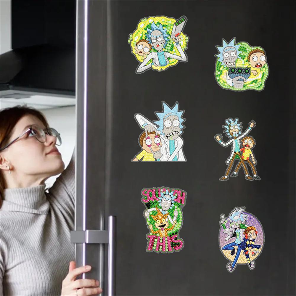 

6 шт./Набор Магниты на холодильник с алмазной вышивкой с мультяшными персонажами Магниты на холодильник для взрослых Наборы для алмазной живописи