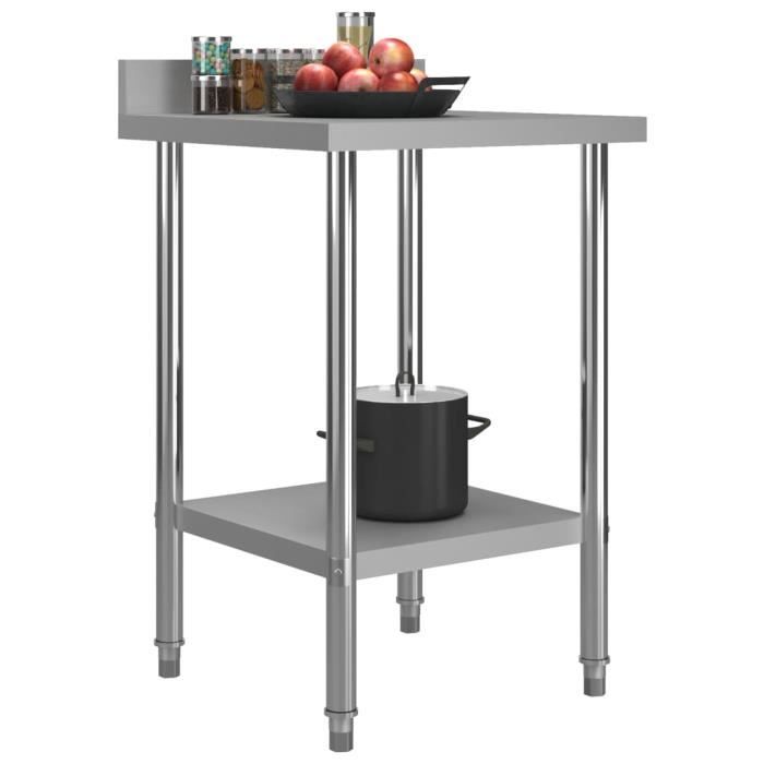 VidaXL Table de travail de cuisine avec dosseret 60x60x93 cm Inox