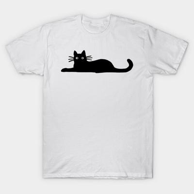 Asian Size Cotton Unisex Tshirt Print T-shirt Black Cat Hanging Out T-shirt No-Cut Print Regular Fit