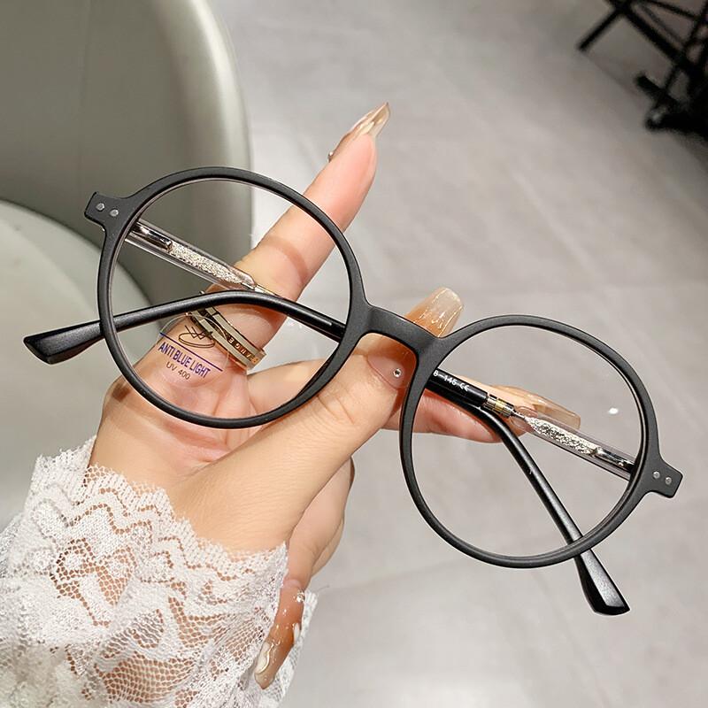 TR90 Ultralight Reading Glasses for Men Women Presbyopic Full Frame Anti Blue Light Retro Round Computer Eyeglasses Black