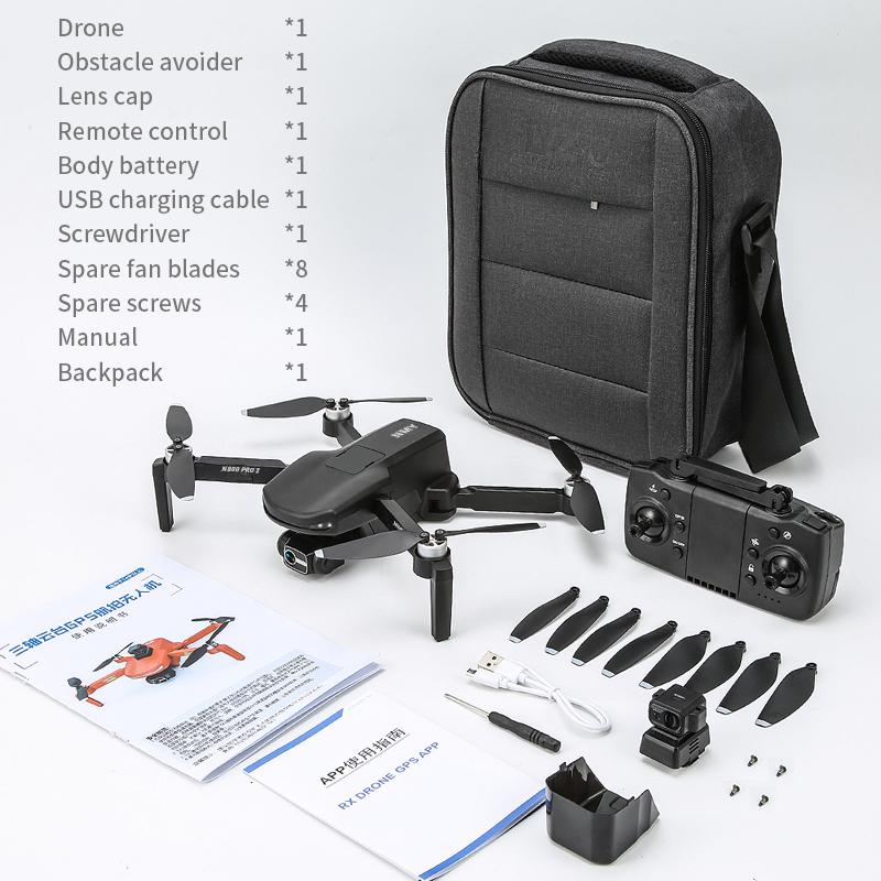 N800 PRO2 GPS Drone Professional 8K 3-Axis PTZ HD Dual Camera Obstacle Avoidance Brushless Motor 5G WIFI FPV RC Quadcopter Toys