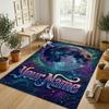 Cosmic Moon Mandala Theme Soft Crystal Velvet Rug Custom Name & Text Print Non Slip Floor Rug for Bedroom Living Room