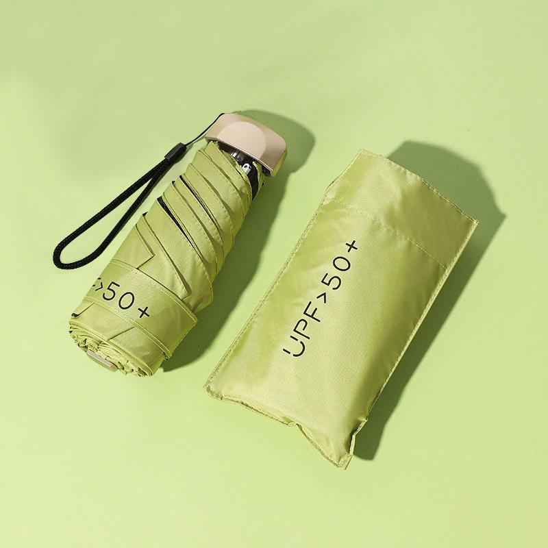 New Macaron Color Five-Fold Ultra-Light Sun Protection Compact Mini Umbrella with Buckle Handle