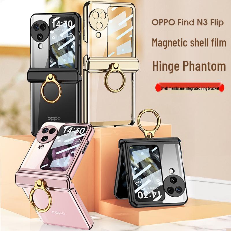 Oppo FindN3 Flip Case: Foldable Screen, Magnetic Hinge, Transparent Ring Buckle, Anti-Fall, Slim Design