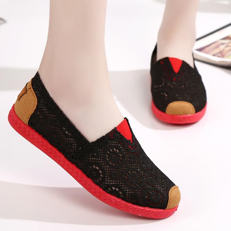 Flat Shoes New Summer Breathable Hollow Mesh Soft Sole Casual Loafers Shoes for Woman Comfortable Lightweight Slip-on Shoes 34 чёрный 1314₽