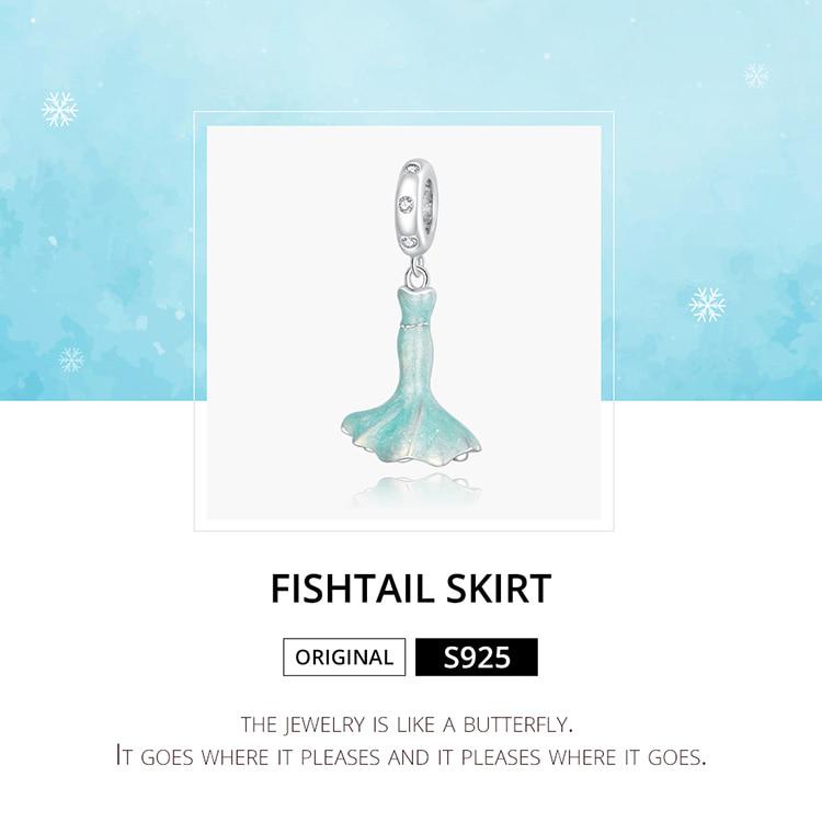 WOSTU Warm Fishtail Skirt Charm Fit Original Bracelets & Bangle 925 Sterling Silver CZ Fine Jewelry Make Gift