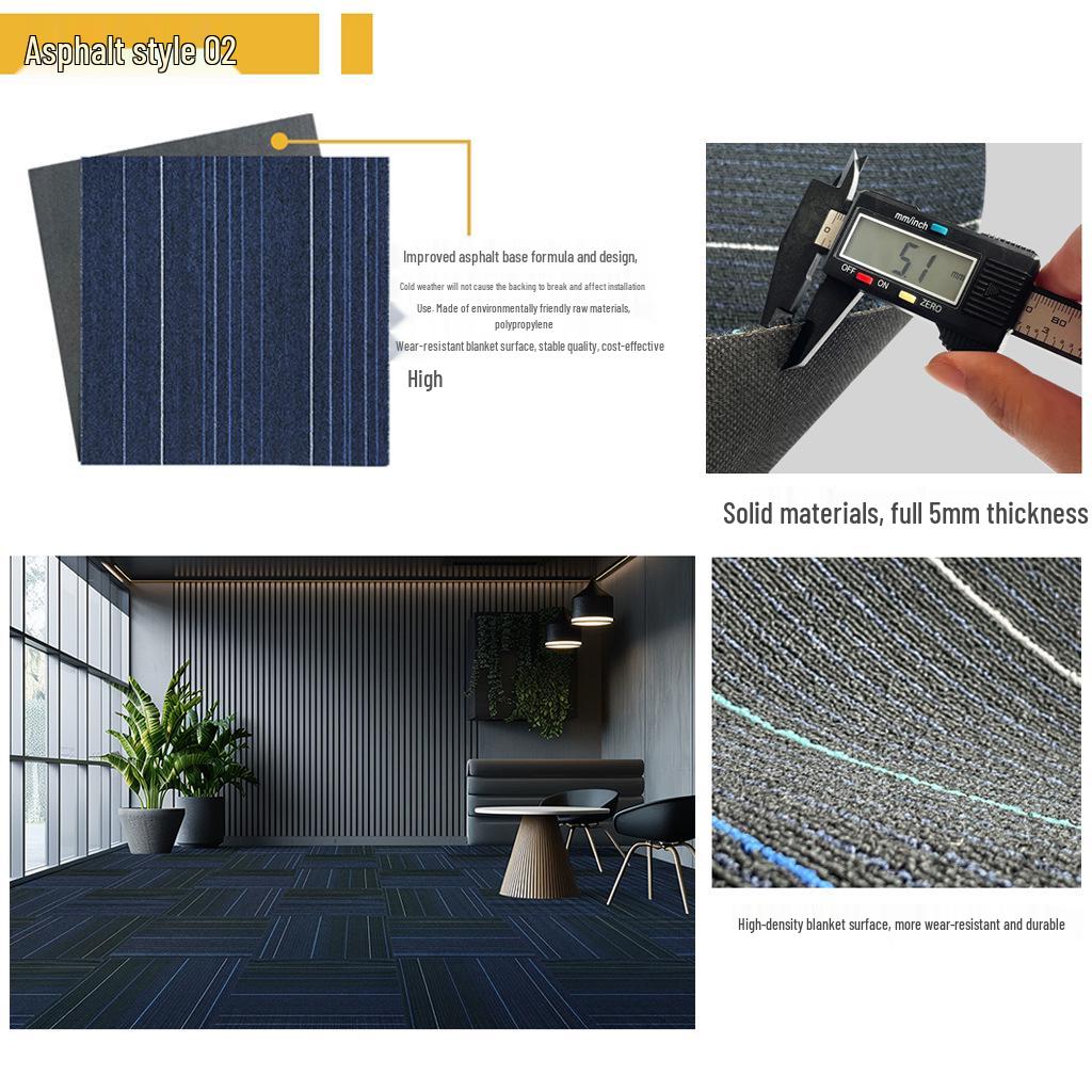 Dark Blue Flame Retardant Nylon Carpet for Conference Rooms & Billiard Halls: Square PVC Wall-to-Wall Mat
