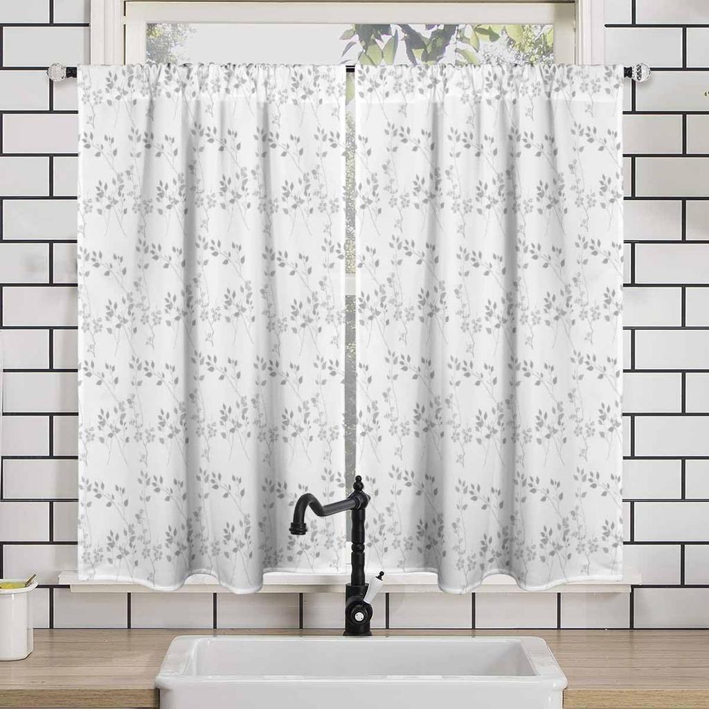 Purple Cherry Kitchen Tier Curtains, Spring Sakura Floral Cafe Curtains for Living Room,Bathroom,Dining Room Over Sink,Laundry