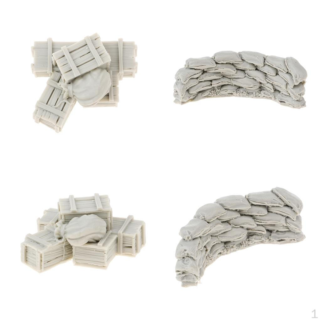 

4/set 1:35 Resin Miniatures Scenario Ammunition Boxes Bags and Sangbag Wall Sand Table DIORAMAS