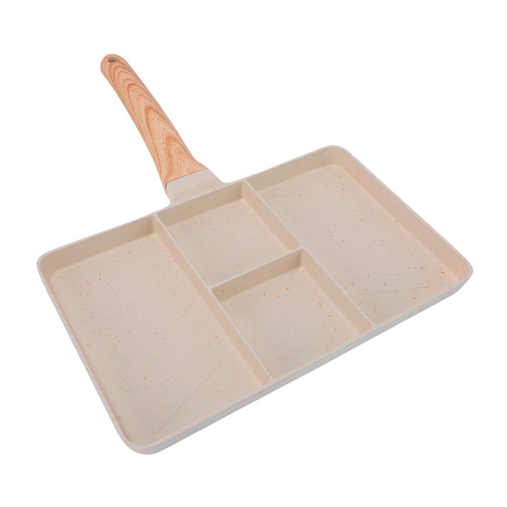 Nonstick Divided Grill Pan 4 Section Breakfast Pan Versatile Griddle Pan for Egg Steak Easy To Clean