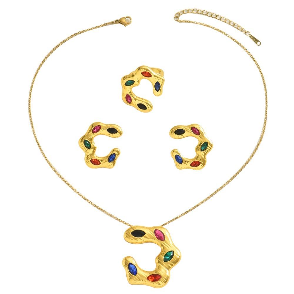 

Геометрические хрустальные серьги Роскошный набор серег и ожерелья Элегантное ожерелье со стразами Дамы Style A