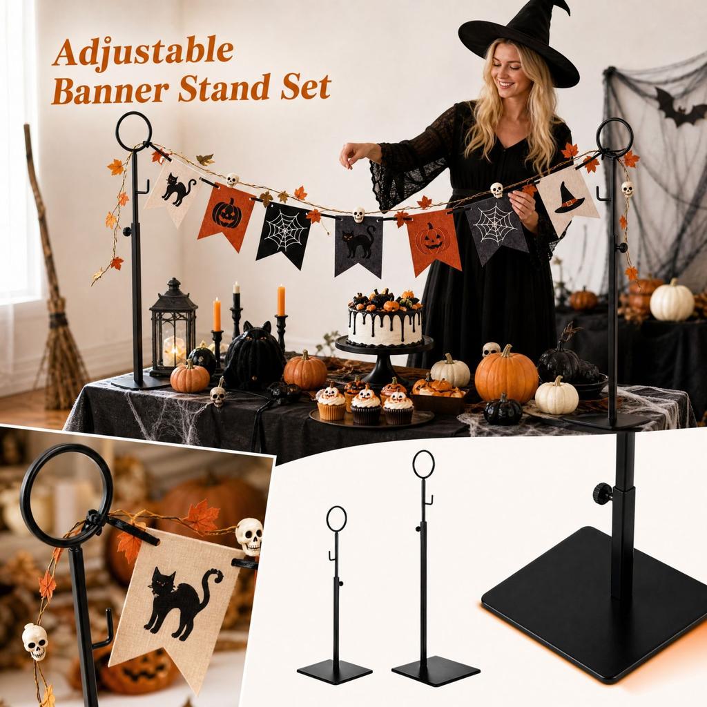 Adjustable Stand Set for Halloween Decorations, Display Rack for Signs and Banners