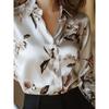 Elegant Intellectual Women's Satin Floral Print Shirt | Soft & Smooth O-Neck Long-Sleeve Button Formal Top for Spring