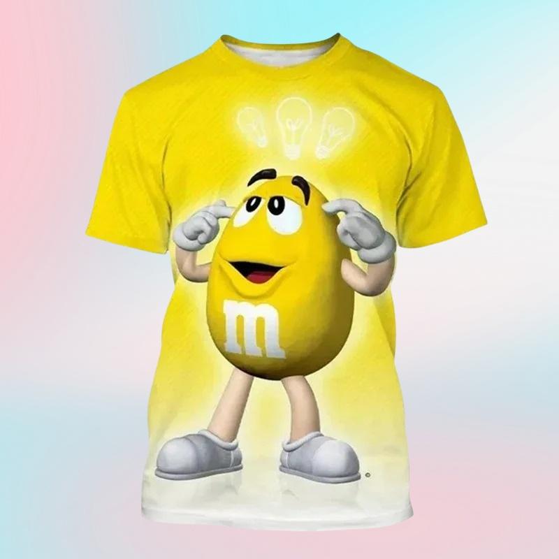M&m's Chocolate Beans 3D Print O-Neck T-shirts Men Short Sleeve Fashion Hip Hop Oversized Harajuku Y2K T Shirt Unisex Clothes