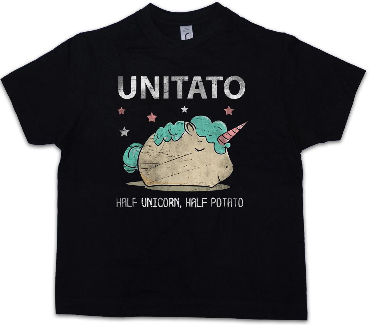 UNITATO Kids Boys kids boys T-Shirt Unicorn Potato Rainbow Fun Comedy Horse Rainbow 150