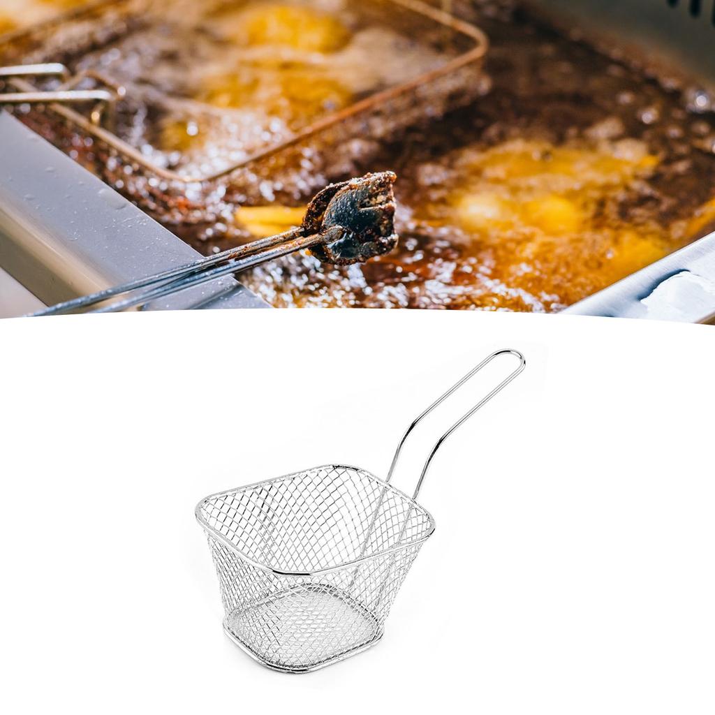Deep Fry Basket Stainless Steel Mesh Basket with Handle Easy Clean Large Capacity Fry Cooking Tool