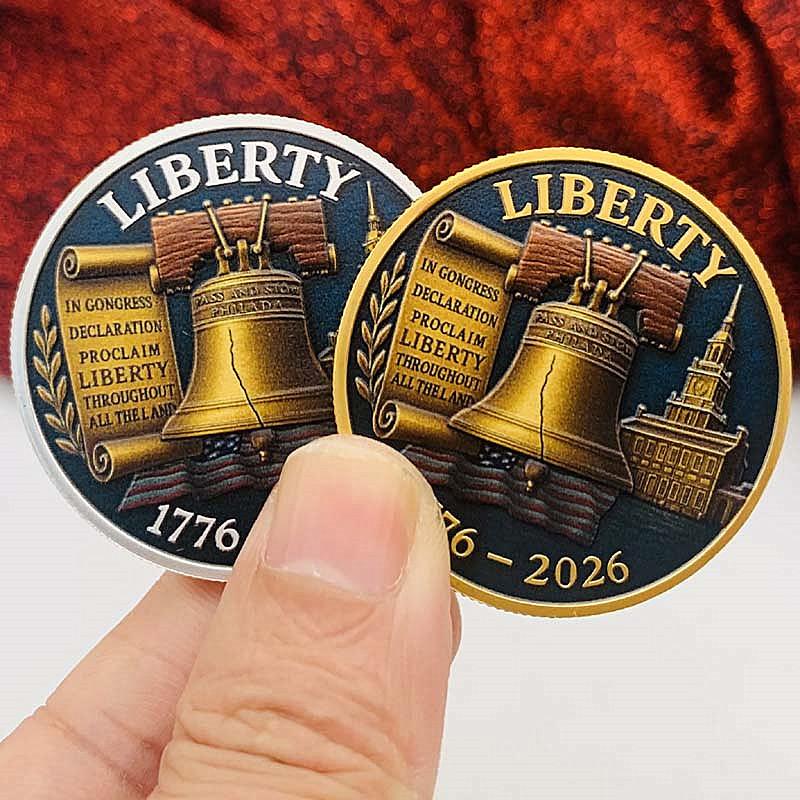 United States 1776-2026, Zinc Alloy, Gold-plated, Eagle Commemorative Medal, Creative Bell, Coin, Commemorative Coin