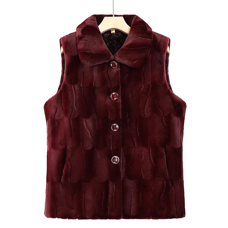 Women's Plus Velvet Faux Mink Fur Vest - Warm, Thickened Cape for Middle-Aged and Elderly Moms
